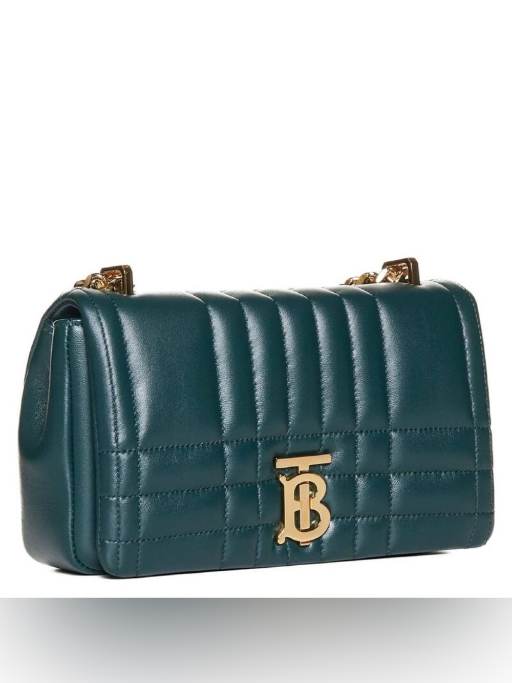 Burberry Teal Quilted Leather TB Monogram Shoulder Bag